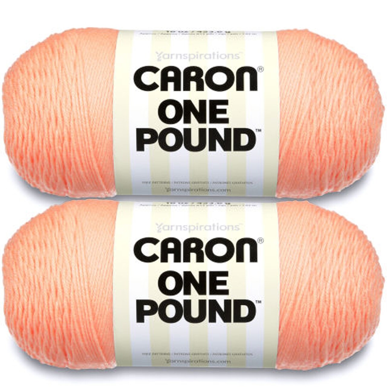 Caron One Pound Peach Yarn - 2 Pack of 454g/16oz - Acrylic - 4 Medium (Worsted) - 812 Yards - Knitting/Crochet